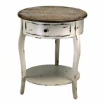 abelard side table cyan design paint rustic corner accent this beautiful round features off white distressed painted finish and natural wood top center drawer open shelf make barn 150x150