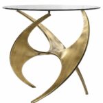 abstract sculpture gold metal accent table round modern art graciano glass white mirrored chair and set dining base only rustic chic end tables antique mahogany side target chaise 150x150