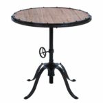 accent collection black distressed metal and wood inch round table studio small patio dining old lighting light shower head gray white coffee solid folding kitchen chairs outdoor 150x150