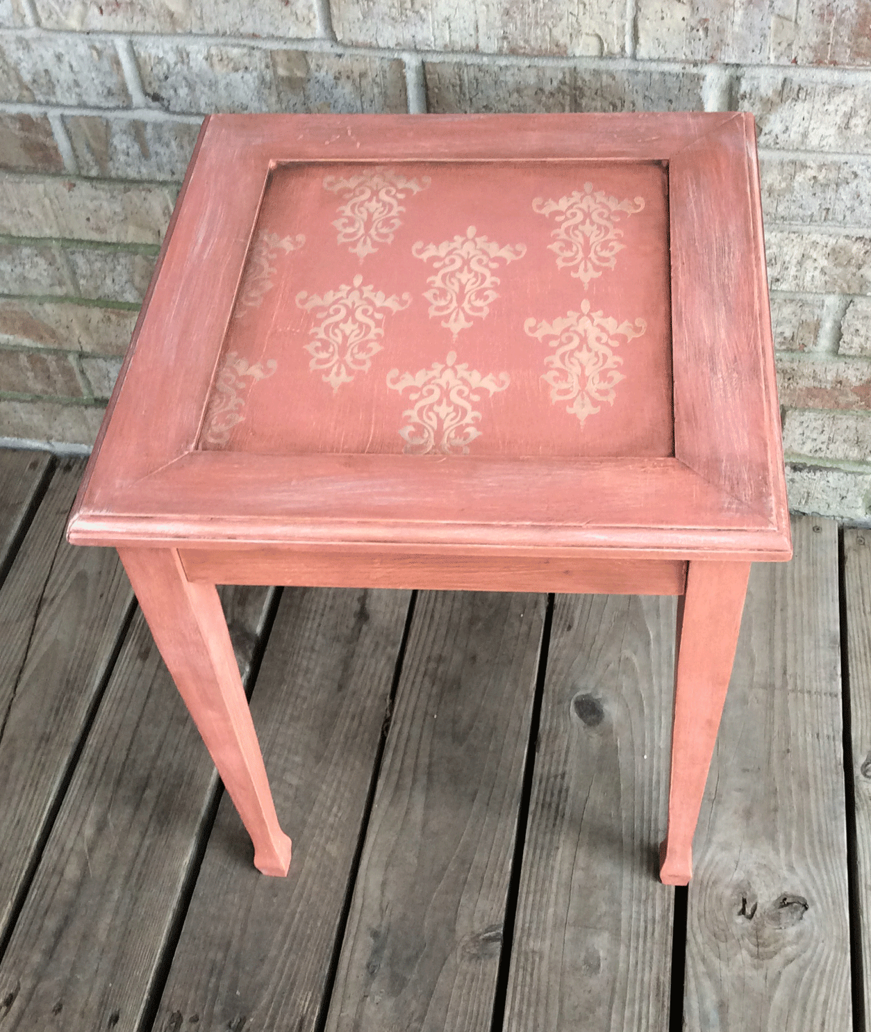 accent table painted with martha stewart vintage decor paint upcycled yellow and grey chair bbq chairs room essentials patio furniture your focus runner pattern pier one bean bag