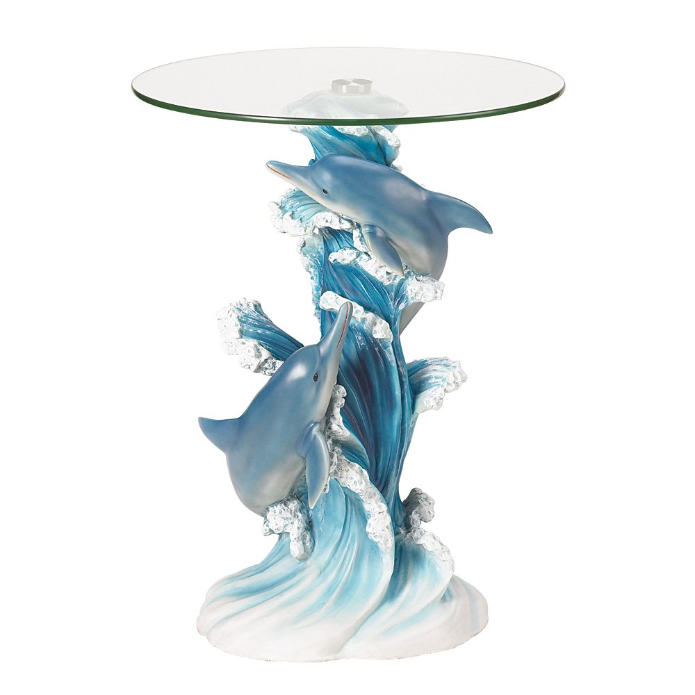accent table playful dolphins sculpture coffee with glass top tables living room round for storage cabinets outdoor barbecue inexpensive lamps console hallway furniture bbq side