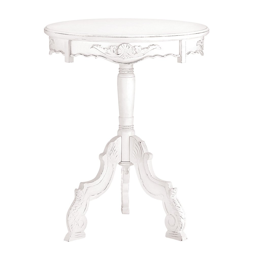 accent table white wooden rococo style vintage tables living room round rustic glass patio with umbrella hole inch legs winter furniture covers cream colored nightstand skirts