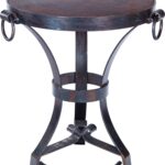 accent table with hardware rings and round dark brown hammered copper top boulevard urban living cotton napkins glass nesting side tables small garden furniture large shade 150x150