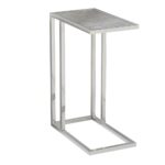 accentrics home contemporary rectangular glass side table stainless silver accent target steel half moon mirrored barn door kitchen tall with storage art deco end pier one dining 150x150
