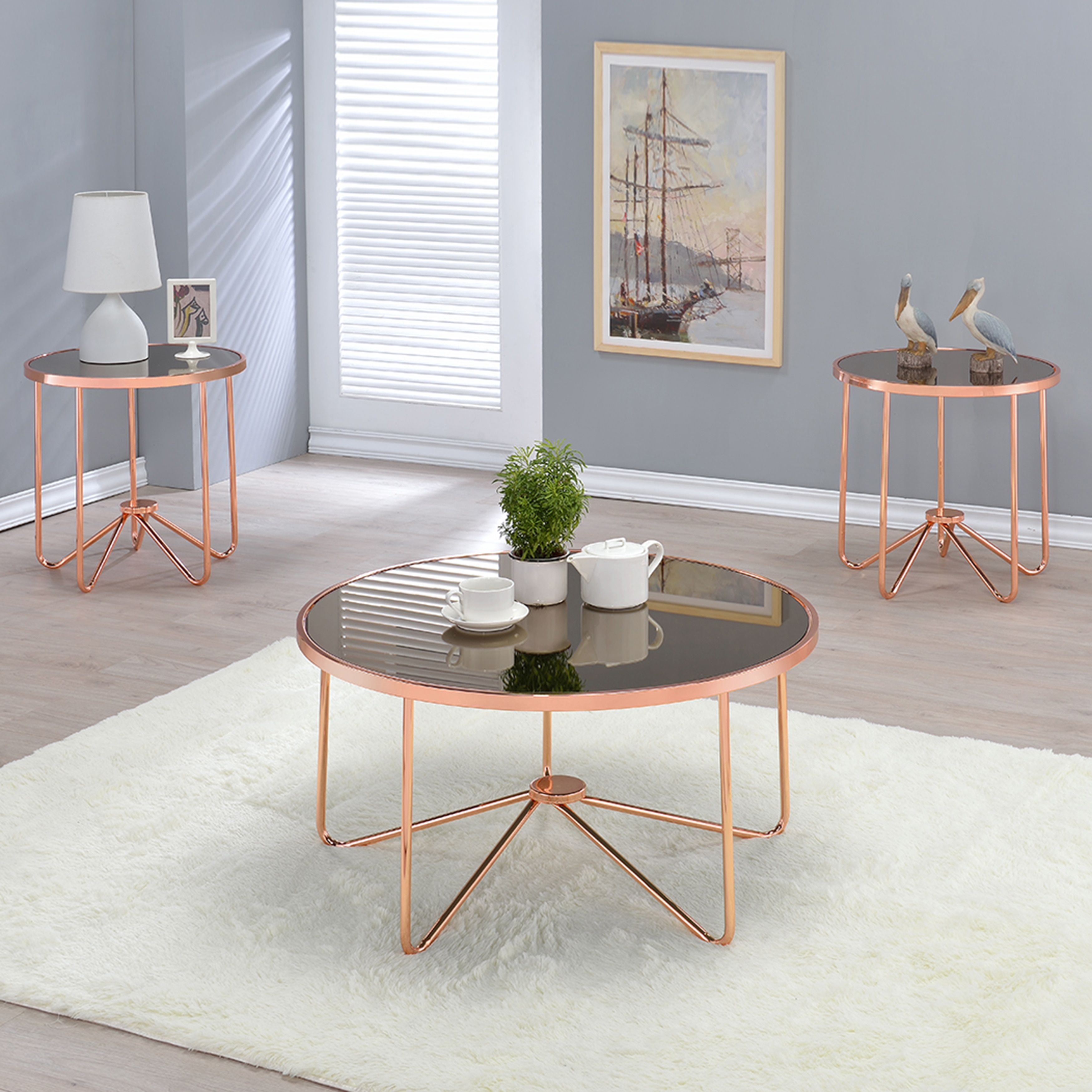 acme furniture alivia rose gold metal and glass accent tables table coffee size local bedroom packages mirrored with drawer jcpenney rugs clearance cherry wood tall marble side