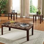 acme piece finely coffee and end table set dark brown faux marble accent black feet linens for inch round furniture pieces hobby lobby lamps clear glass nest tables small laptop 150x150