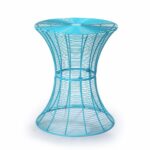 adeco round hourglass end side table iron sky blue outdoor accent nautical lamps burgundy runner luau cupcakes stackable snack tables room essentials stacking patio furniture 150x150