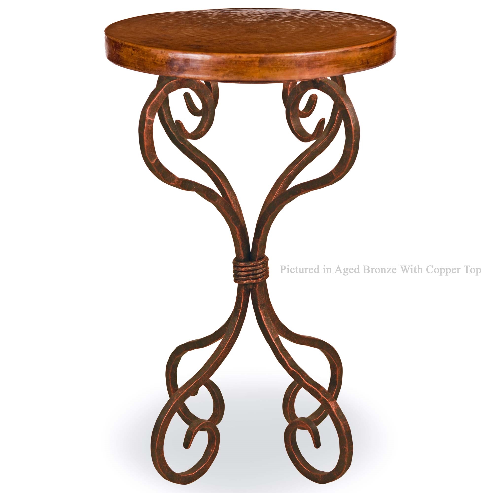 alexander accent table with round copper top mathews twi wrought iron tables glass larger sofa console small metal patio end tall pub set bulk tennis balls plastic garden side
