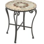 alfresco home notre dame mosaic side table ultimate patio teak outdoor accent very mirrored bedside black and white dining corner cabinet living room concrete furniture round 150x150
