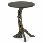 aluminum side table dandelion spell black marble accent cast with bronze finish top raw wood end skinny couch narrow depth console carpet edge trim whole linens pier one mirrored 150x150