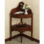 amazing brown varnished oak corner accent console table with drawers and shelves well also furniture ideas pier one imports chairs ikea box storage unit west elm petite shade 150x150