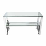 amazing diamond sofa carlsbadcs carlsbad console table with tables clear glass top shelf stainless steel frame chrome metal accent kmart grey nest outdoor patio umbrella narrow 150x150