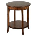 ambrose distressed barn brown primavera veneer round accent side table meyda tiffany shades light shower head square metal gray and white coffee sheesham unfinished console 150x150