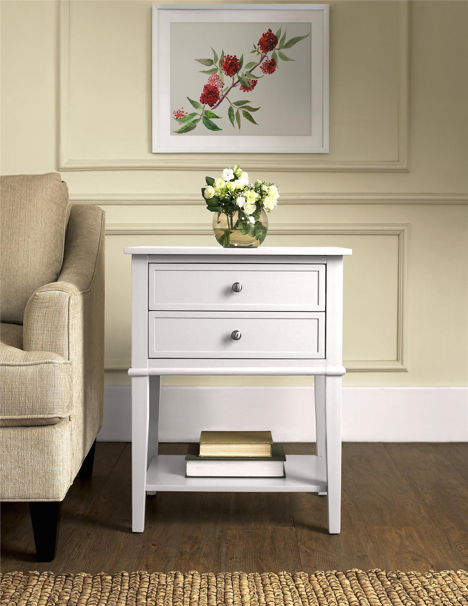 ameriwood furniture franklin accent table with drawers white source end tables pottery barn dining and chairs coffee matching side long wooden folding dinner magnussen sofa small