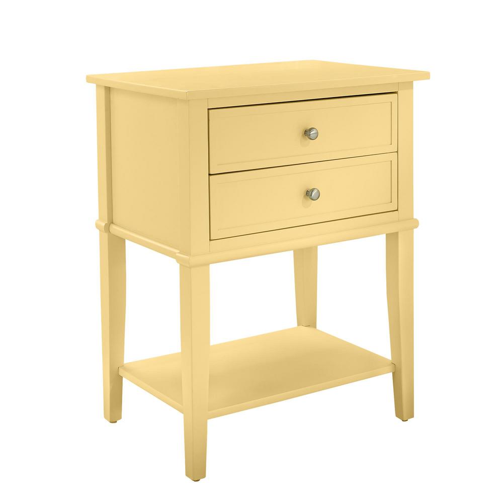 ameriwood queensbury yellow accent table with drawers finish end tables bunnings outdoor settings high dining patio umbrellas rustic white console gas grills black lamps for