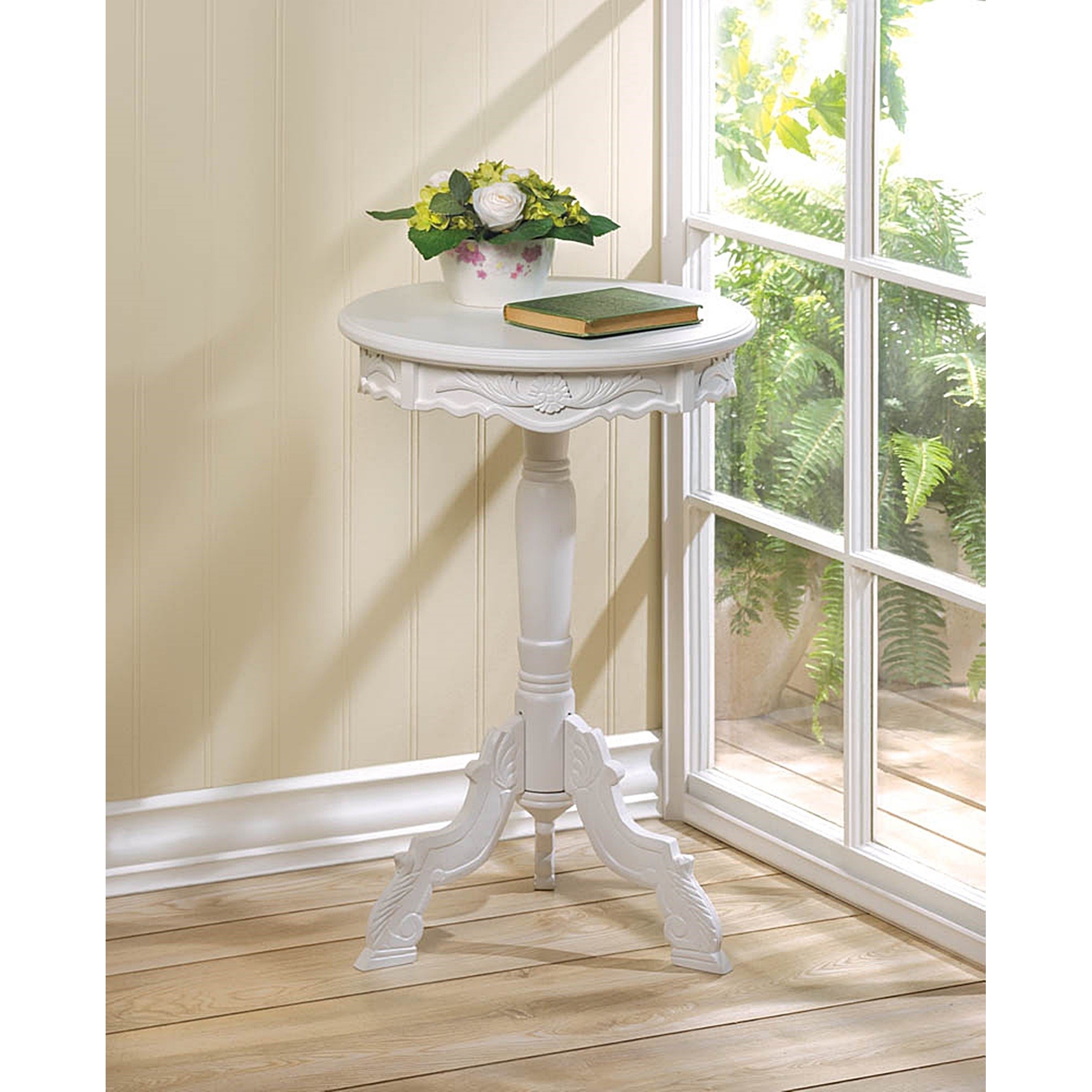 antigue white antique style wooden round mini accent table free shipping today bedroom chairs target ethan allen occasional tables build your own end chrome and glass cream chair