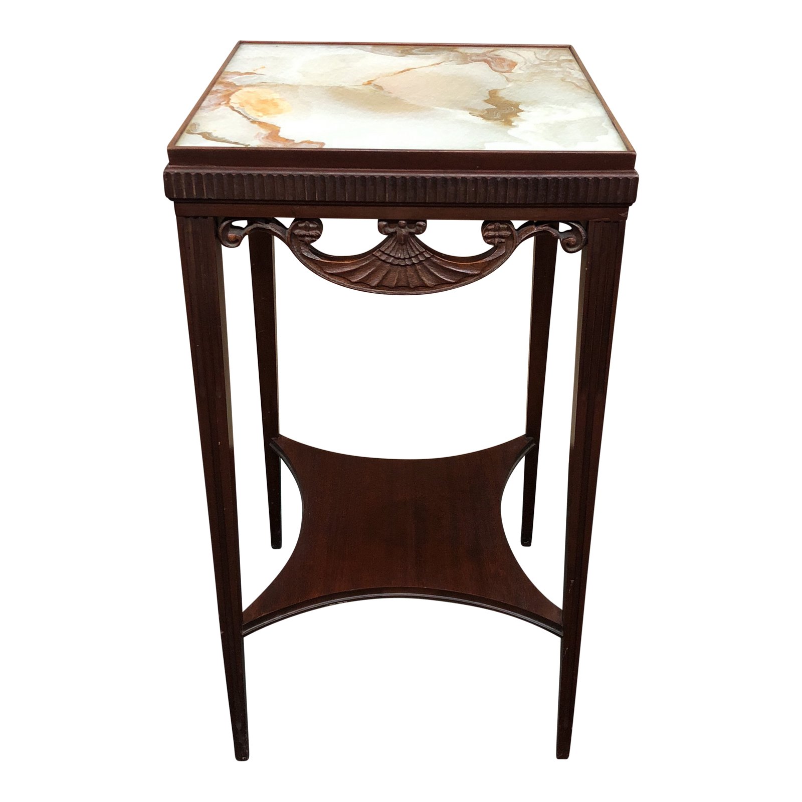 antique faux marble painted glass top accent table chairish metal furniture narrow end tables for living room nate berkus coffee red tablecloth solid cherry dining jofran with