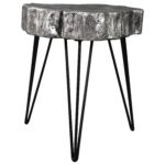 antique silver finish wood stump style accent table with hairpin products signature design ashley color dellman legs short lamps foot trestle slate coffee light lamp bench chairs 150x150