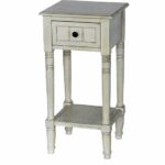 antique white vintage shabby chic inspired simplify one drawer accent table square dimensions kitchen dining real wood end tables outdoor cement and benches pottery barn black 150x150