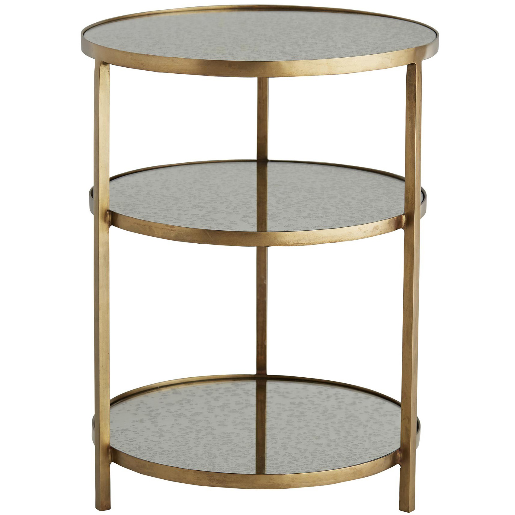 antiqued mirror side tables dandelion spell tiered metal accent table round tier iron with antique brass finished frame and vintage acrylic coffee clear console modern light legs