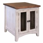 anton quality solid wood distressed white end table with accent doors side has storage behind mesh and arrives fully assembled kitchen antique oak rustic hobby lobby furniture 150x150