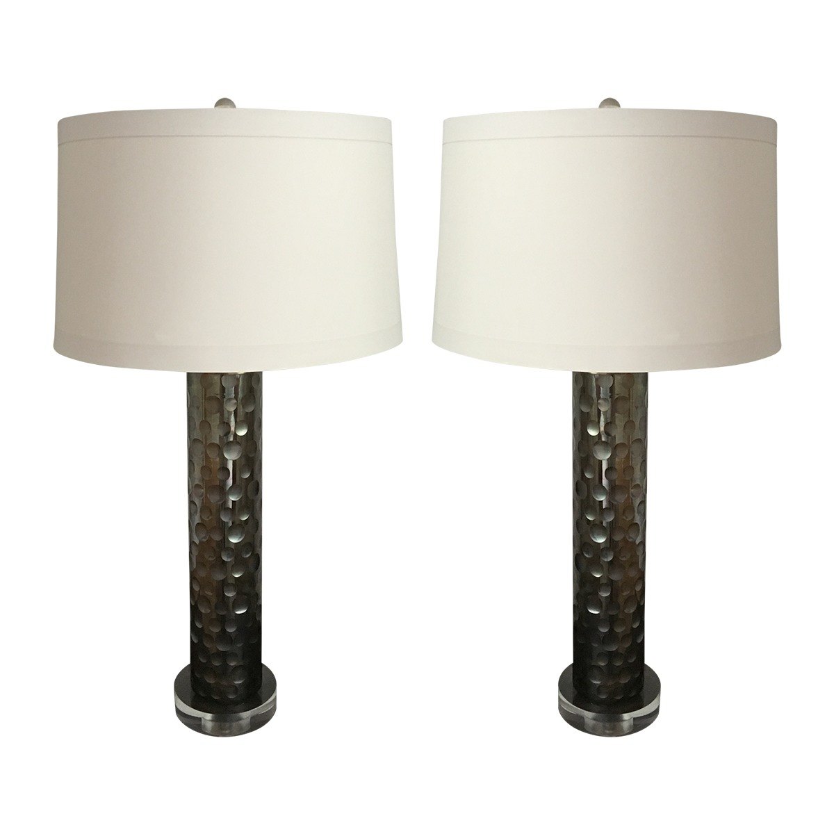 arteriors tanner and kenzie iridescent table lamps with lucite base accent sotheby home round patio chair outdoor nic tables half moon console nautical hanging lights campaign