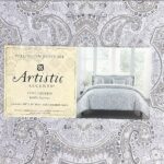 artistic accents bedding piece full queen size duvet tablecloth comforter cover set intricate geometric medallion pattern shades purple white taupe door cabinet table for lamp 150x150