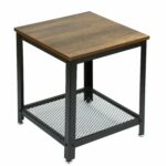 asense side table tier with storage shelf accent wooden top sturdy metal frame height inches kitchen dining drawer pulls powell espresso round tall lamps for living room bedside 150x150