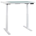 ashley signature design baraga white finish standing desk products color adjustable height accent table with electric powered lift shuffleboard wax end wooden patio set twins 150x150