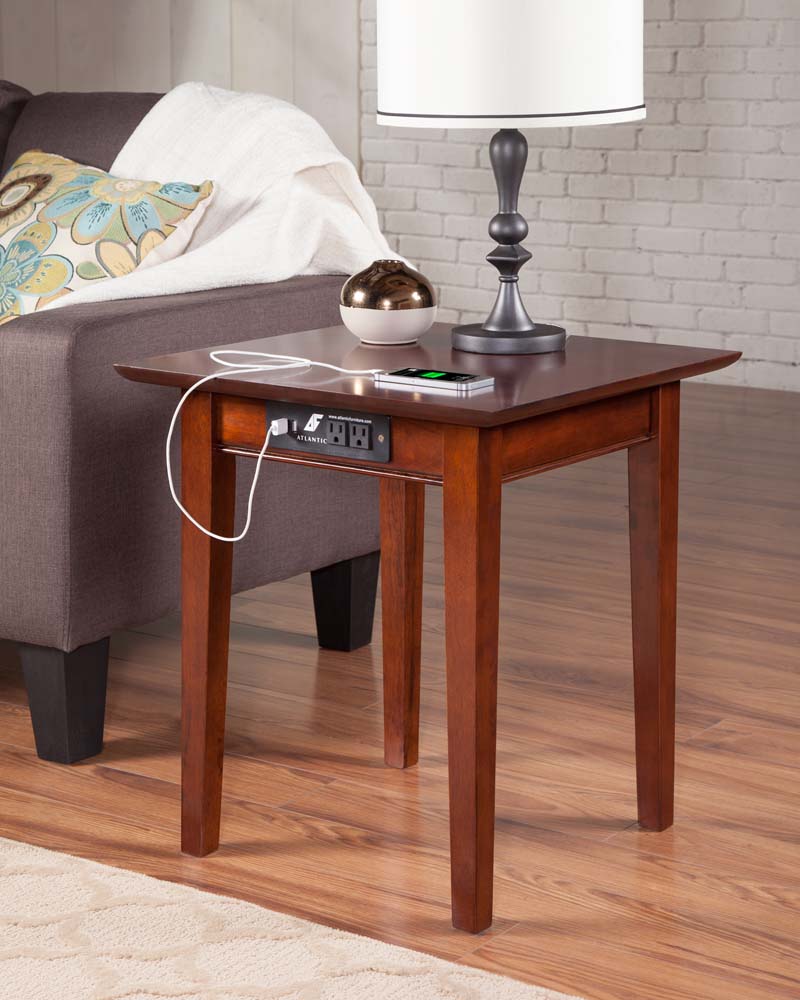 atlantic shaker end table with charger walnut accent usb plastic garden furniture affordable bedside tables small nightstand lamps room and board rugs tro themed vintage coffee