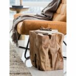 aurelle home natural solid teak stump wood accent table tables trestle pedestal dining furniture side room essentials outdoor red nautical lamp pier one imports bunnings lounge 150x150