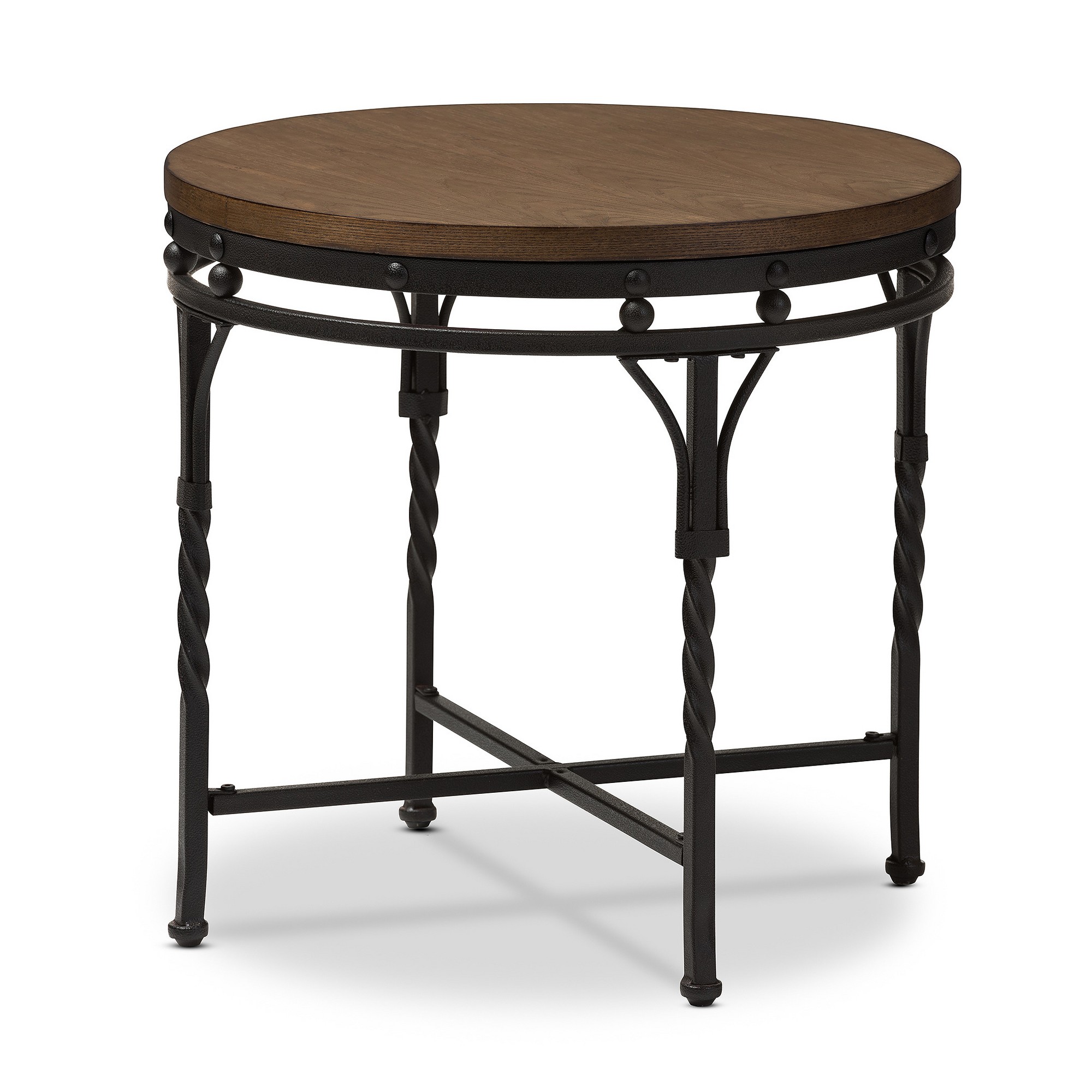 austin vintage industrial round end table antique bronze baxton accent studio brown contemporary wood side tables grill with pool and patio furniture covers canadian tire office