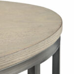 avalon round cocktail table chervin furniture design industrial details accent detailed shot wire brushed white oak veneer and gun metal finish blue end decoration pieces for 150x150