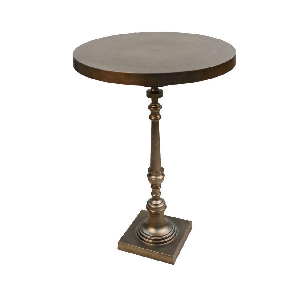 avondale antique bronze end table finish metal accent tables pottery barn leather chair glass console homesense bar stools rustic furniture dining high tops small outdoor wrought