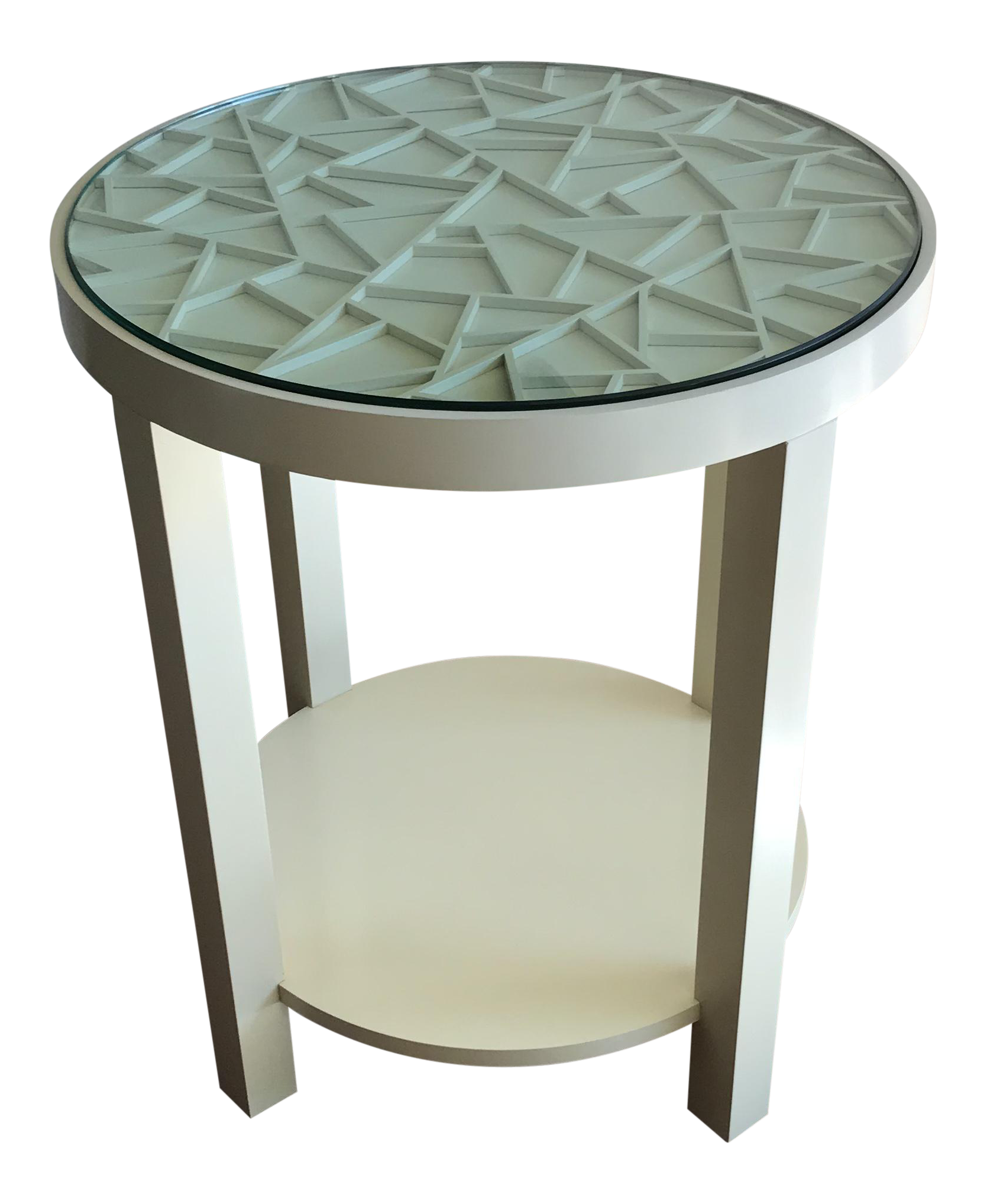 baker furniture round off white with glass top accent table chairish wall decor black and dining acrylic entry deck umbrella garden marble designs transitional chrome side under