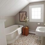 bathroom fine small white design featuring glass shower lovely loft ideas with mosaic floor tiles plus rustic accent wood table color schemes tables enclosure and large vanity 150x150