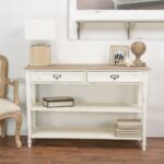 baxton studio dauphine white and light brown storage console table tables accent with drawers elegant home decor rustic windsor furniture small vintage bedside short legs office 150x150