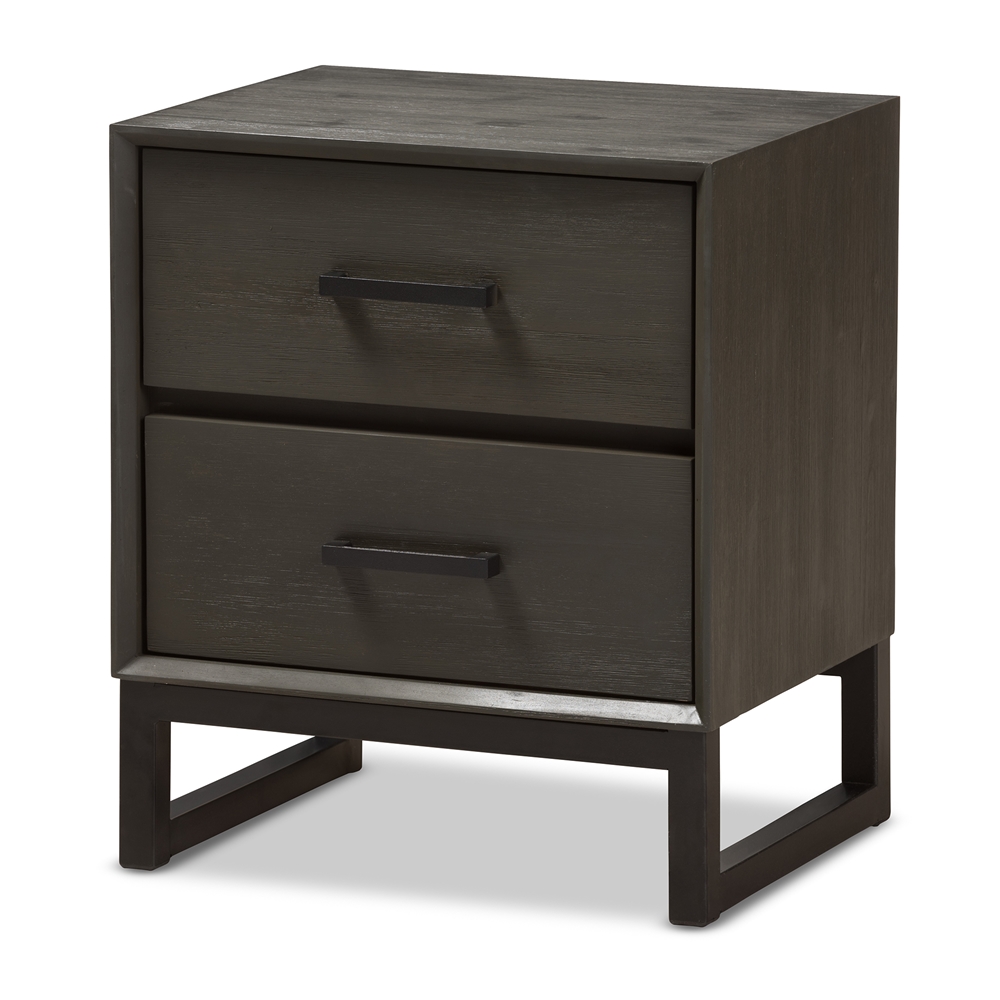 baxton studio parris rustic grey wood and black metal drawer nightstand outdoor drum accent table kitchen design ideas transitional style end tables ikea white dining curved cigar