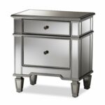 baxton studio susanne hollywood regency glamour style mirrored accent table drawer nightstand silver kitchen dining with drink cooler inch round tablecloth acacia wood furniture 150x150