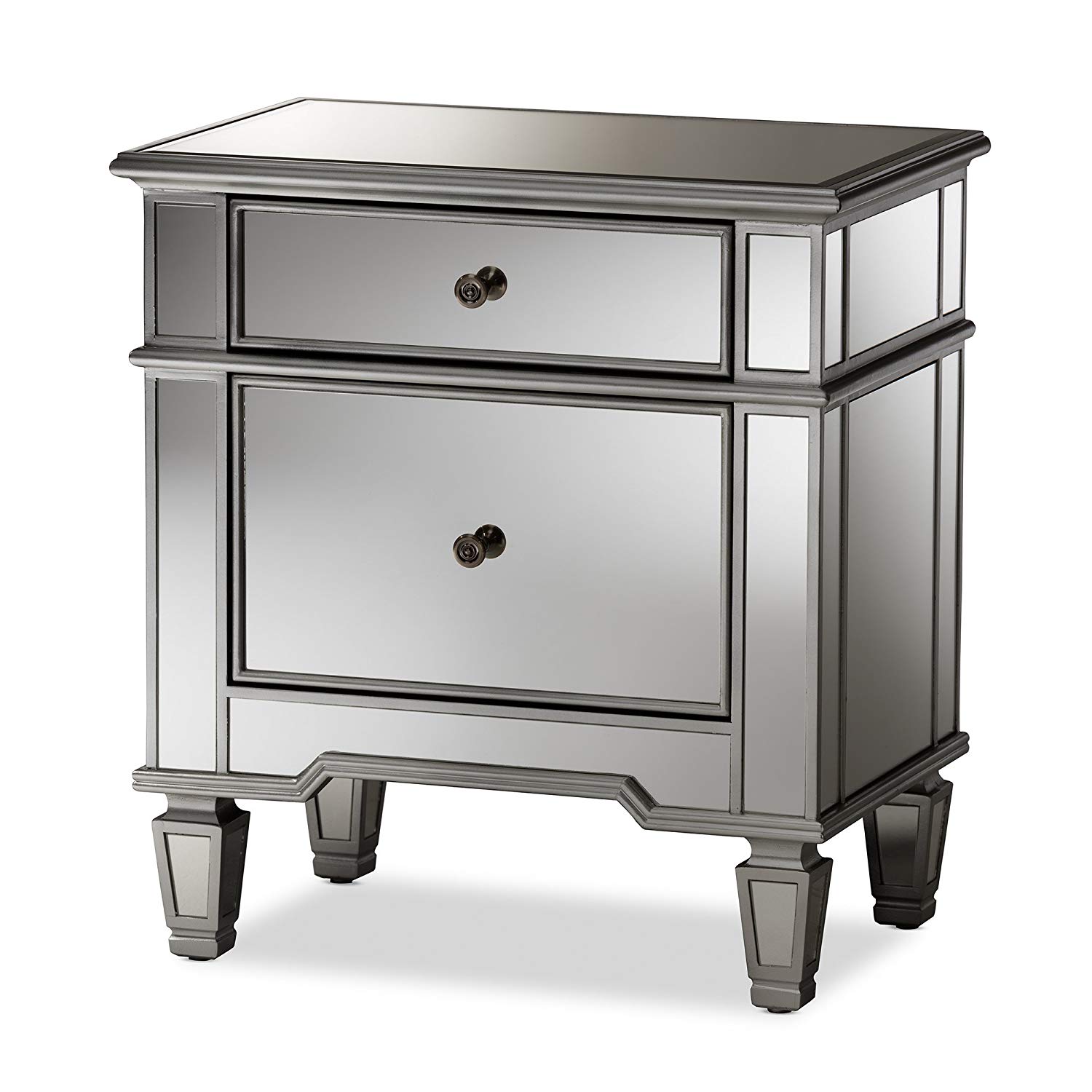 baxton studio susanne hollywood regency glamour style mirrored accent table drawer nightstand silver kitchen dining with drink cooler inch round tablecloth acacia wood furniture