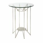 bedmister side table this modern round accent features clear glass top and mid century style base silver finish marble lamp wine shelf target grey tall console white living room 150x150