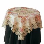 beige lace tablecloth with floral printed round accent jacquard fabric elegant tablecover for home decor square coffee table cloth topper patterns sewing arcadia furniture small 150x150