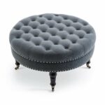 belleze inch round tufted linen ott large cqwsuiml sasha accent table footstool cocktail with caster gray kitchen dining side shelf lamp and light lighting lamps razer ouroboros 150x150
