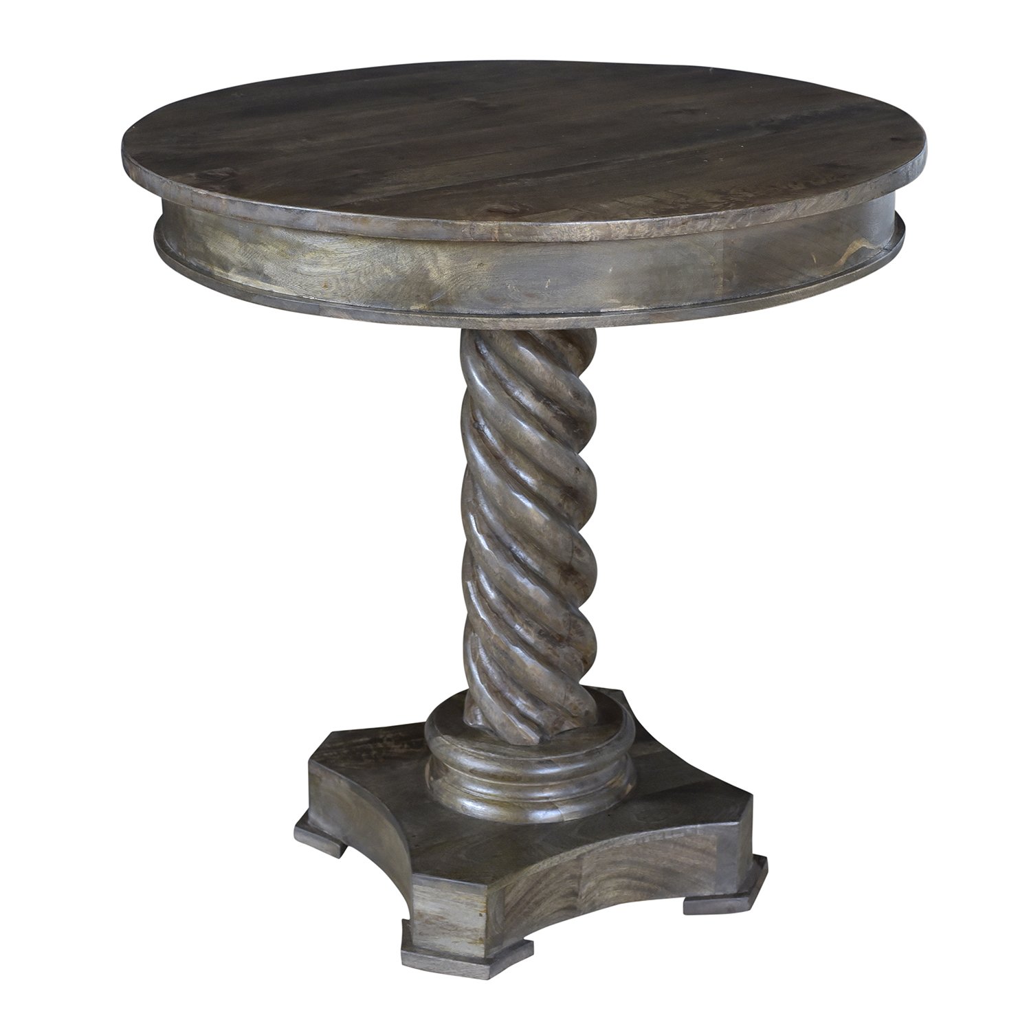 bengal manor mango wood carved rope twist pedestal accent table kitchen dining silver metal and glass coffee carpet threshold pier one imports rugs counter decorative inch round