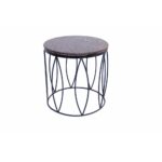 benzara brown contemporary style side table with iron base and end tables upt zara accent marble top tile bistro target lamps puck lights french round west elm white decor accents 150x150
