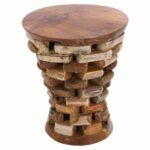 benzara round shaped teak wooden accent table natural rustic side glass patio wall decor bar height sofa tall bistro outdoor cooler living spaces furniture short legs small end 150x150