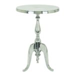 benzara silver traditional style aluminum table with pedestal base console tables zara accent sweet alcoholic drinks echo dot puck lights dale tiffany crystal lamps teal 150x150