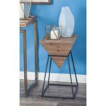 benzara square shaped wood metal accent table prod green patio cooler rustic gray coffee solid corner wooden folding side mid century tier end silver leaf furniture toronto 150x150