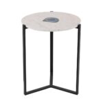 benzara white marble agate accent table with black metal base stunning glass free shipping today nest tables drawer home decor round and chairs square clear coffee patterned rug 150x150