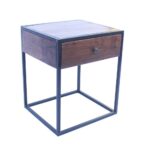 benzara wood brown and iron black contemporary side table upt end tables zara accent metal hairpin legs glass dining chairs target bench seat corner patio umbrella modern coffee 150x150